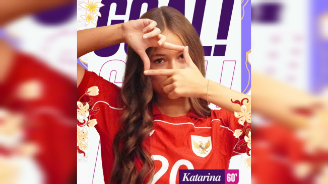 Selebrasi Katarina usai cetak gol. [Instagram]